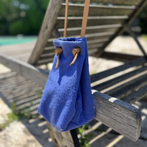 La petite bourse - double gaze plumetis bleu vif